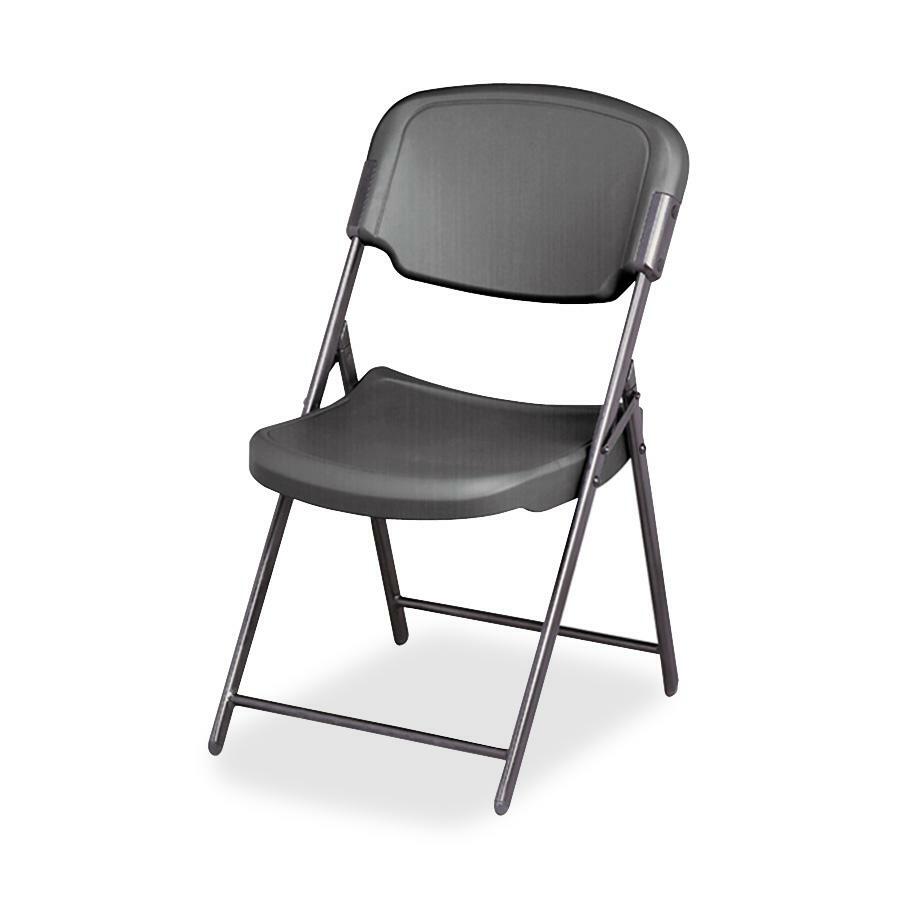 Iceberg Rough 'N Ready Folding Chair - Charcoal Seat Color - Polyethylene Seat Material - Steel Frame Material - Charcoal - 1 Each