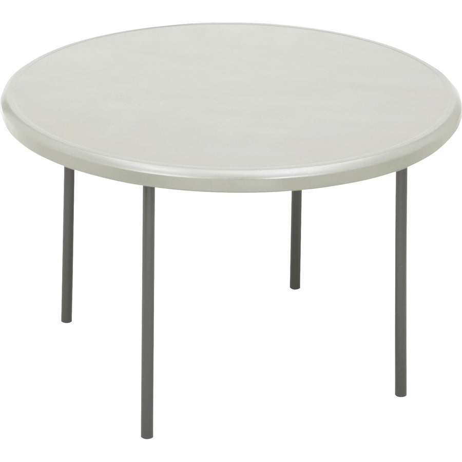 Iceberg IndestrucTable TOO 1200 Series Round Folding Table - Round Top - 600 lb Capacity - 1" Table Top Thickness x 48" Table Top Diameter - 29" Height - Indoor, Outdoor - Assembly Required - Platinum, Powder Coated - Steel - Polyethylene Top Material...
