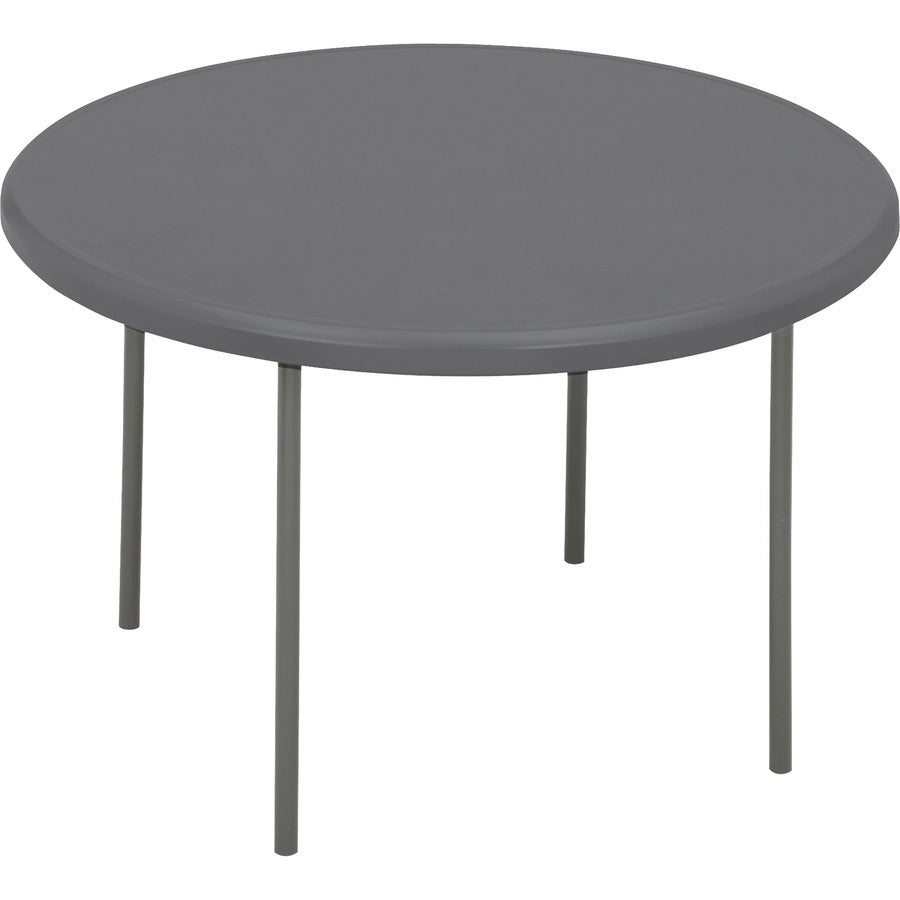 Iceberg IndestrucTable TOO 1200 Series Round Folding Table - Round Top - Contemporary Style - 600 lb Capacity - 1" Table Top Thickness x 48" Table Top Diameter - 29" Height - Indoor, Outdoor - Assembly Required - Charcoal Gray, Powder Coated - Steel...