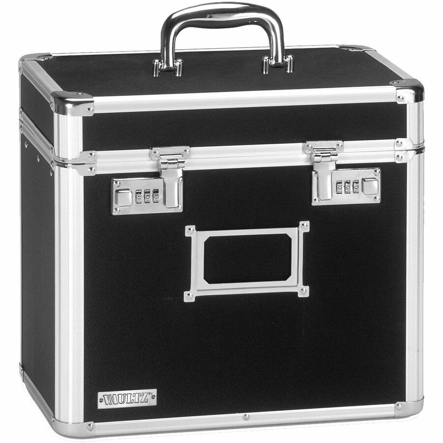Vaultz Locking Letter File Box - Internal Dimensions: 12.50" Width x 9" Depth x 11.25" Height - External Dimensions: 13.8" Width x 10.5" Depth x 13.5" Height - Media Size Supported: Letter - Combination Lock Closure - Black - For File - 2 / Each