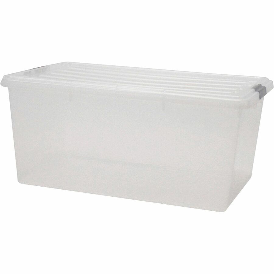 IRIS Clear Storage Boxes with Lids - External Dimensions: 17.5" Width x 26.1" Depth x 11.9" Height - 17 gal - Stackable - Polypropylene - Clear - For Multipurpose - 5 / Carton