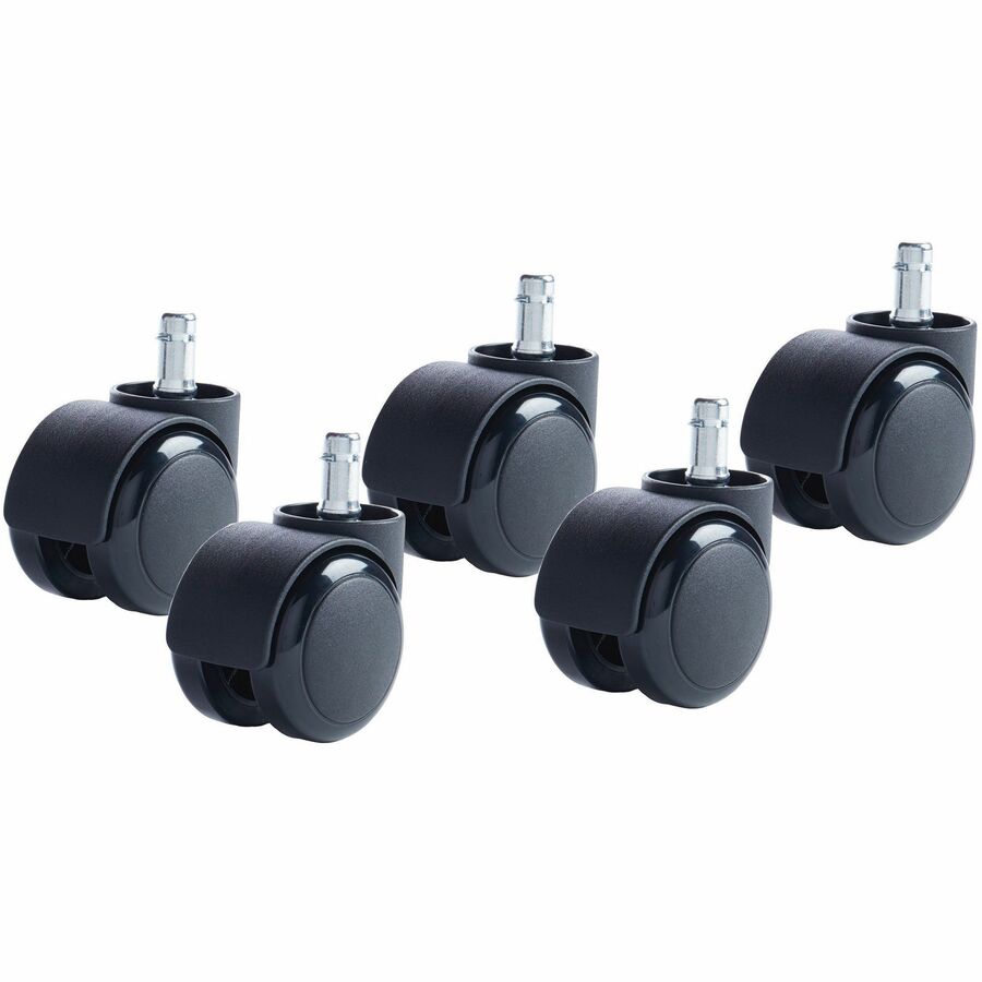 Master Caster Futura Chair Mat Casters - 2.18" Diameter - 120 lb Load Capacity - Polyurethane - Matte Black - 5 / Set