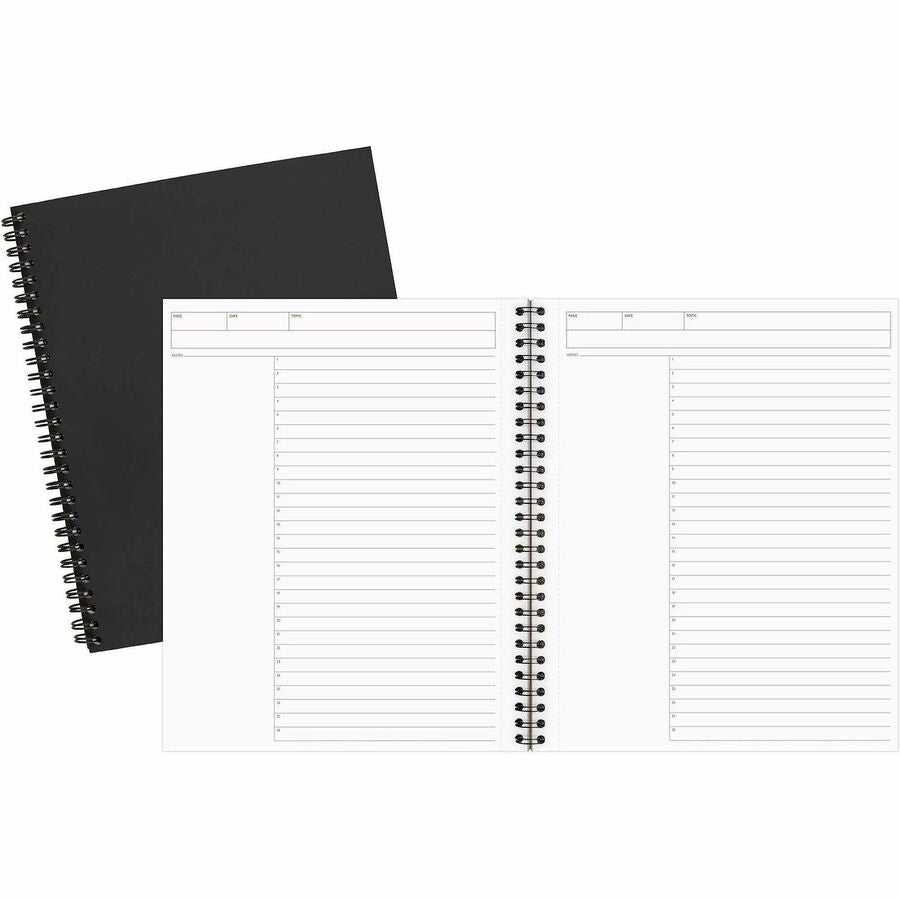 Mead 1 - Subject Action Planner Notebook - Letter - 80 Sheets - Double Wire Spiral - 0.34" Ruled - 20 lb Basis Weight - Letter - 8 1/2" x 11" Sheet Size - White Paper - Black Binding - Black Linen Cover - Bond Paper, Perforated, Subject - 1 Each