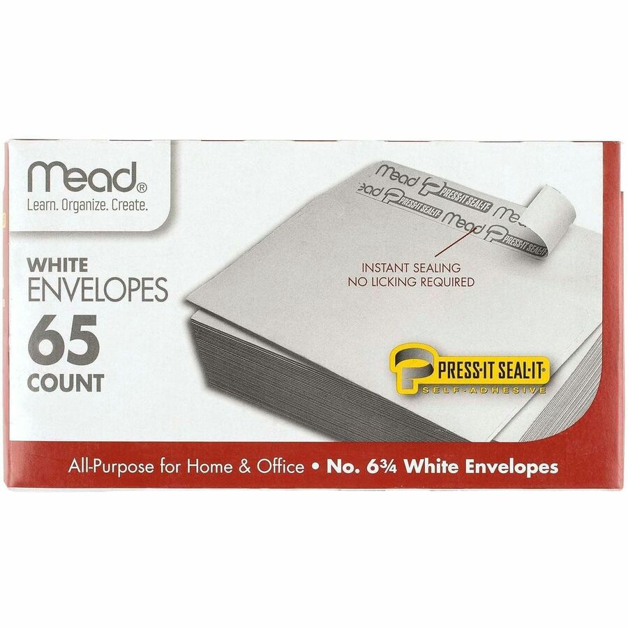 Mead No. 6-3/4 All-purpose White Envelopes - Business - #6 3/4 - 3 5/8" Width x 6 1/2" Length - Self-sealing - White - 1 Box