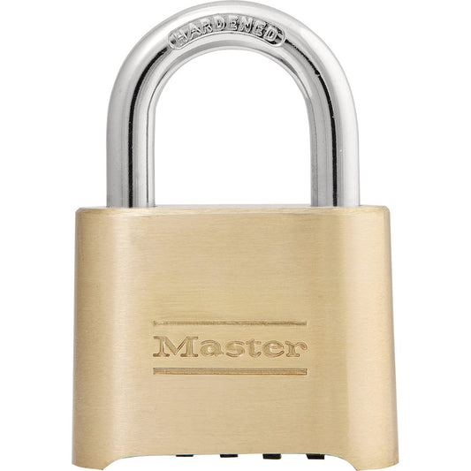Master Lock Resettable Combination Lock - 4 Digit - 0.31" Shackle Diameter - Brass - 1 Each