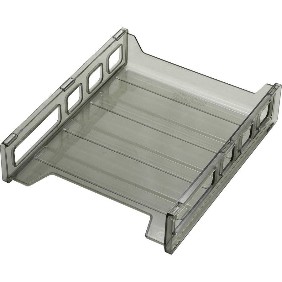Officemate Front Load Letter Tray - 12.50" Height x 10.50" Width x 2.87" Depth - Desktop - Stackable, Durable - Smoke - 1 Each