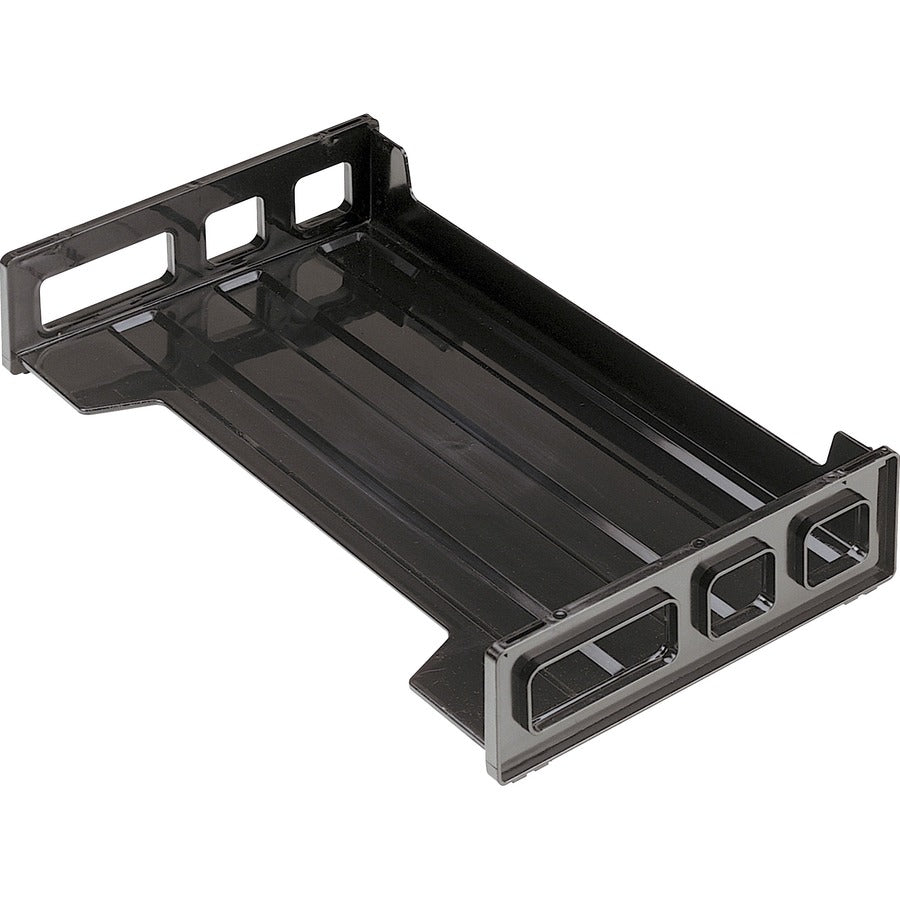 Officemate Side-Loading Desk Tray - 2.80" Height x 16.25" Width x 9" Depth - Desktop - Stackable, Durable, Non-stick, Carrying Handle, Portable - Black - Plastic - 1 Each