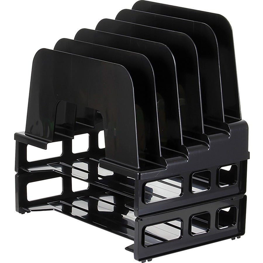 Officemate Tray/Incline Sorter Combo - 5 Compartment(s) - 14" Height x 9.12" Width x 13.50" Depth - Desktop - Stackable - Black - 1 Pack