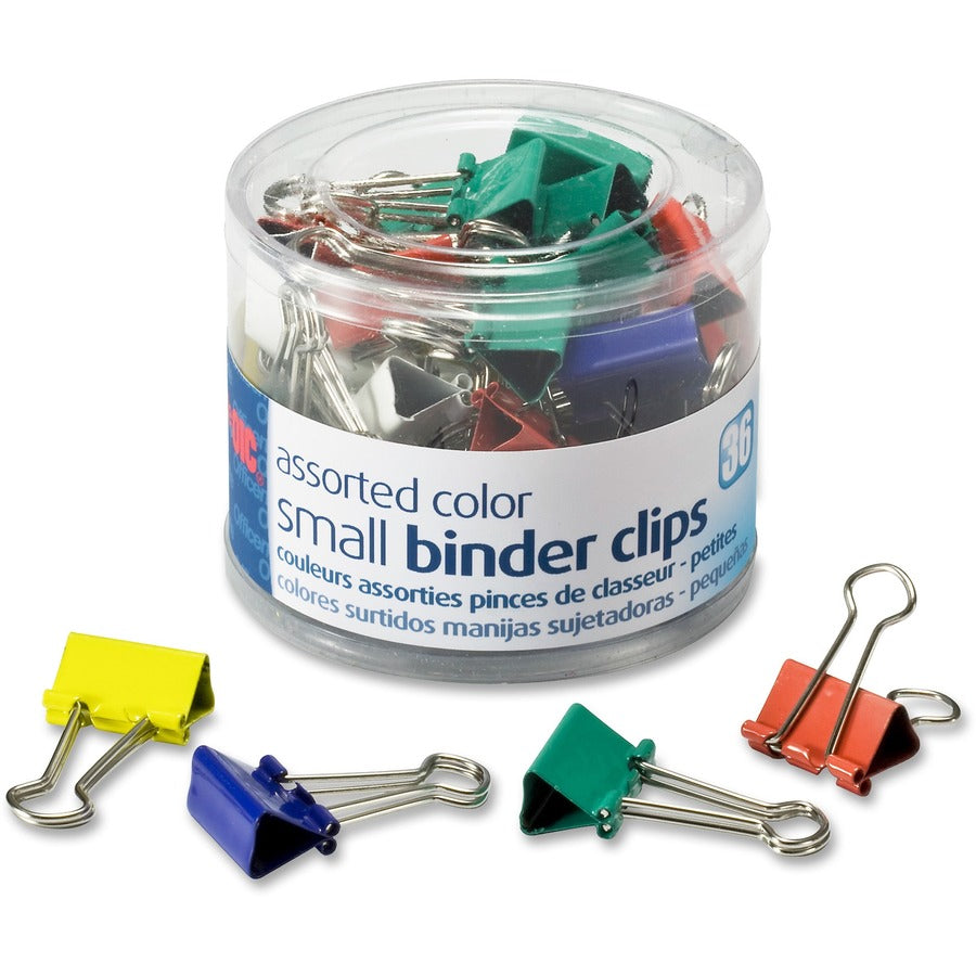 Officemate Binder Clips - Small - 0.37" Size Capacity - Assorted - 36 / Pack