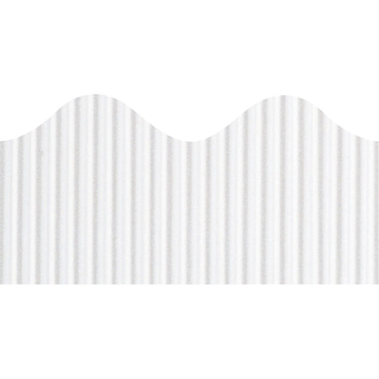 Bordette Decorative Border - Rectangle with Scalloped Trim Shape - Pin-up - Fadeless - 2.25" Width x 600" Length - White - Paper - 1 Roll