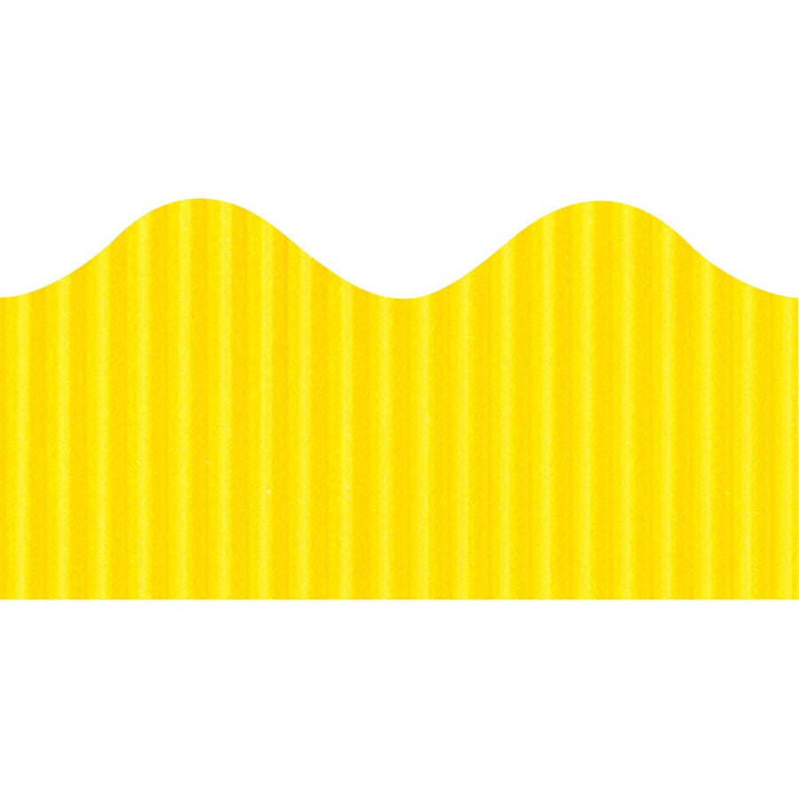 Bordette Decorative Border - Rectangle with Scalloped Trim Shape - Pin-up - Fadeless - 4" Height x 2.25" Width x 600" Length - Canary - Paper - 1 Roll