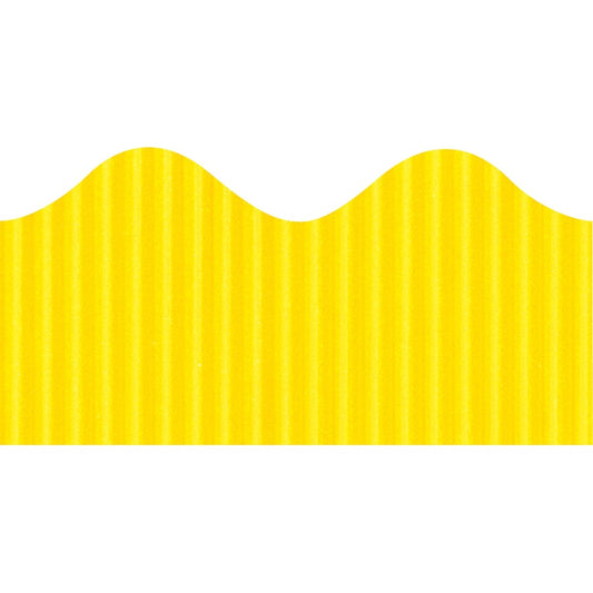 Bordette Decorative Border - Rectangle with Scalloped Trim Shape - Pin-up - Fadeless - 4" Height x 2.25" Width x 600" Length - Canary - Paper - 1 Roll