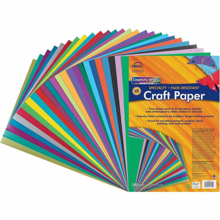 Creativity Street Designer Art Paper Sheets - Art - 12" Width x 18" Length - Assorted - 1 Pack