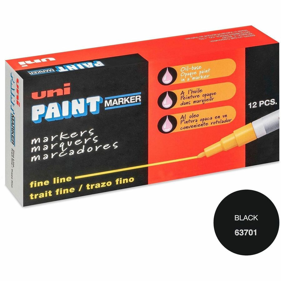 uniball™, uni-Paint PX-21 Oil-Based Paint Marker - Retractable - Black Ink - Rubber Barrel - 1 Each