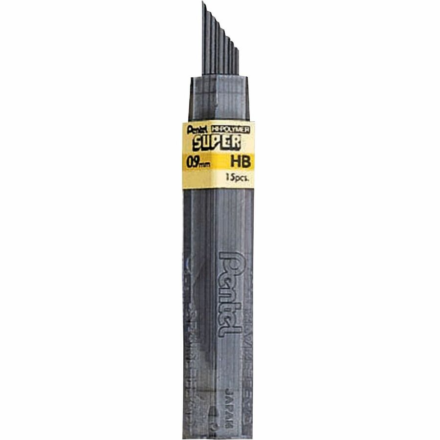 Pentel Super Hi-Polymer Leads - 0.9 mm , Bold Point - HB - Black Lead - 15 / Tub