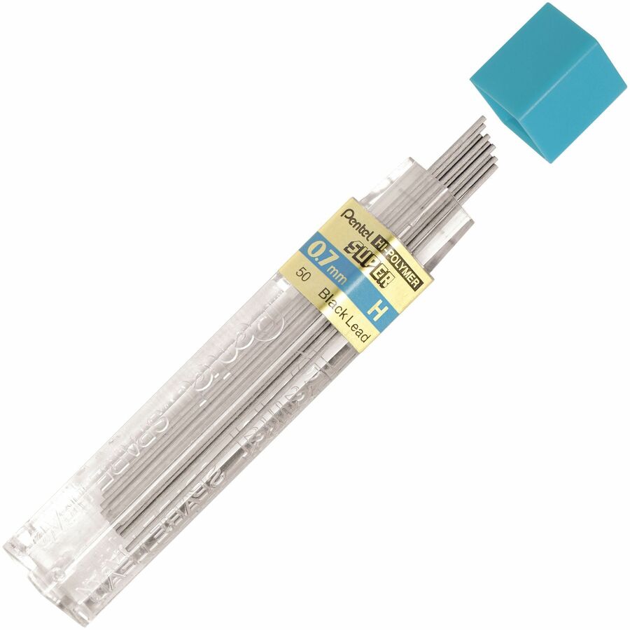 Pentel Super Hi-Polymer Leads - 0.7 mm , Medium Point - H - Black Lead - 12 / Tub