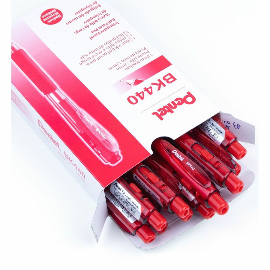 Pentel WOW! Retractable Ballpoint Pens - Retractable - Red Ink - Red Barrel - 12 / Dozen