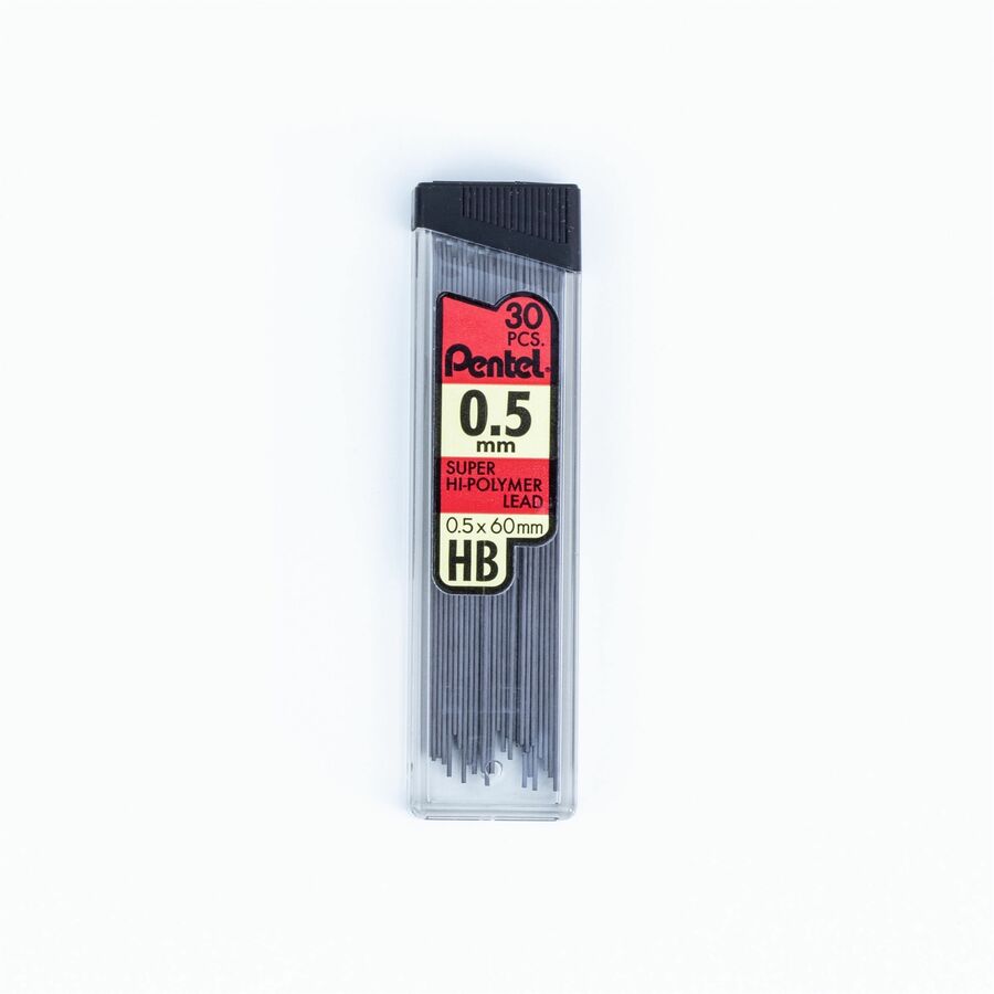 Pentel Super Hi-Polymer Leads - 0.5 mm , Fine Point - HB - Black Lead - 30 / Tub