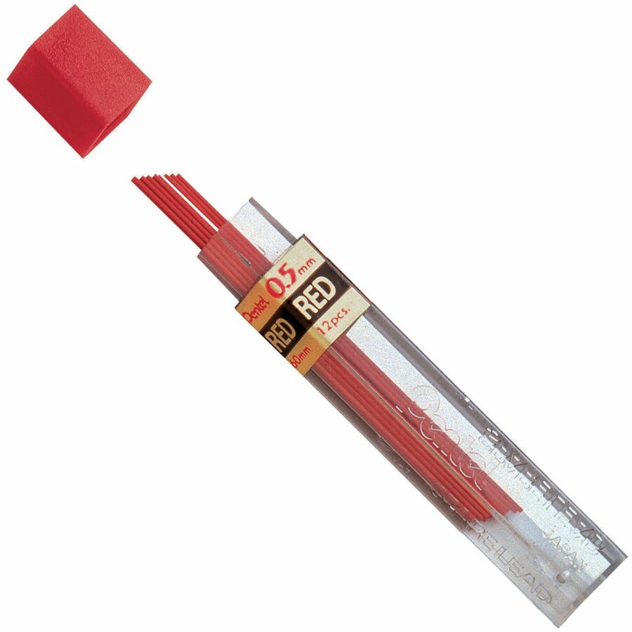 Pentel 5MM Red Lead Refills - 0.5 mm , Fine Point - Red Lead - 12 / Dozen