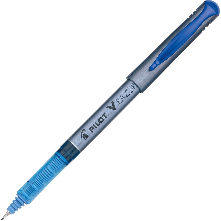 Pilot Marker Pens - Blue Ink - Clear Plastic, Gray Barrel - Writing - 12 / Dozen