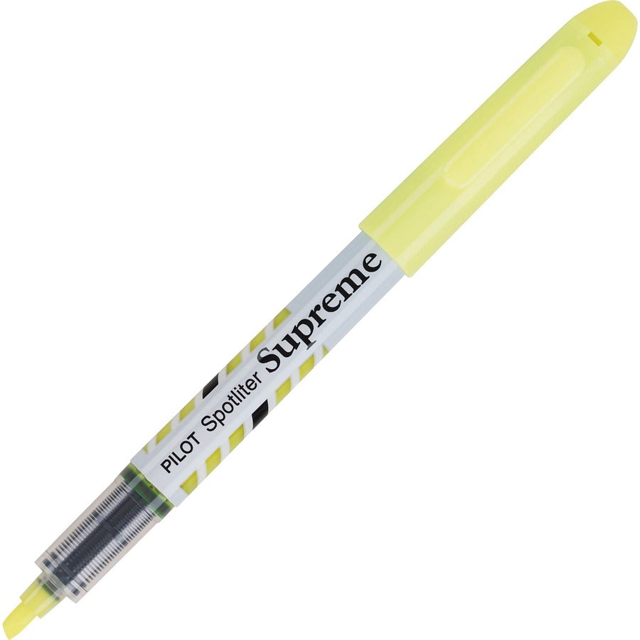 Pilot Spotliter Supreme Highlighters - Fluorescent Yellow Ink - White Barrel - 12 / Dozen
