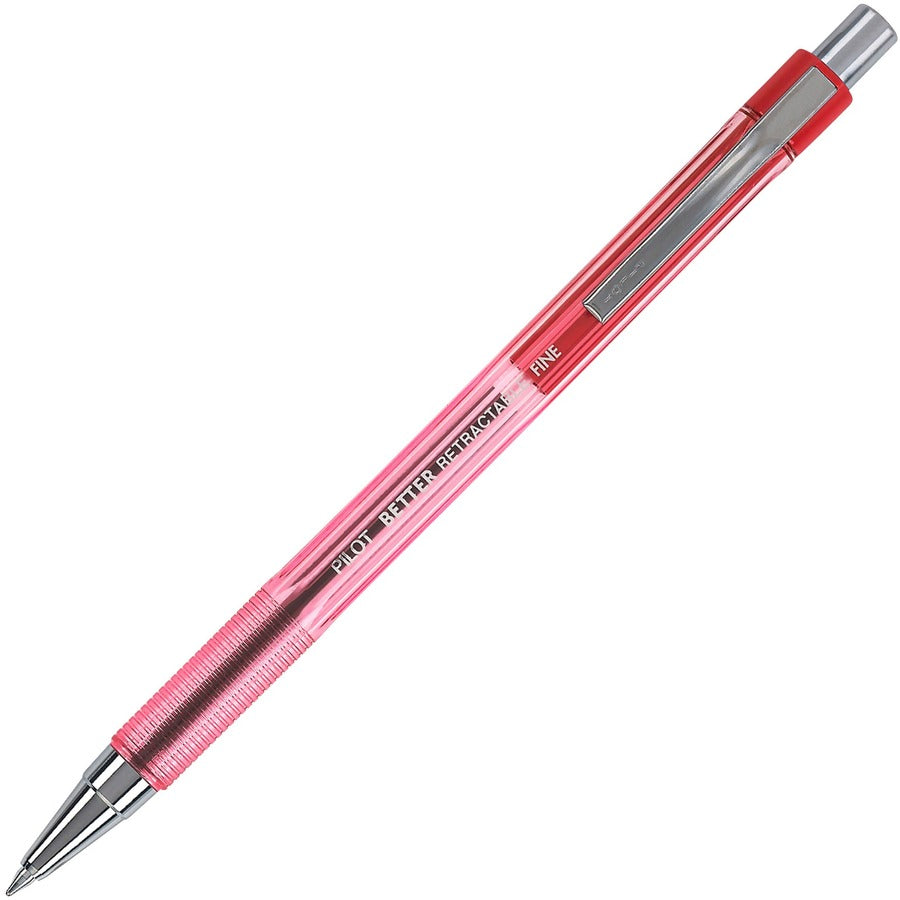 Pilot Better Retractable Ballpoint Pens - Refillable - Retractable - Red Ink - Translucent Barrel - 12 / Dozen