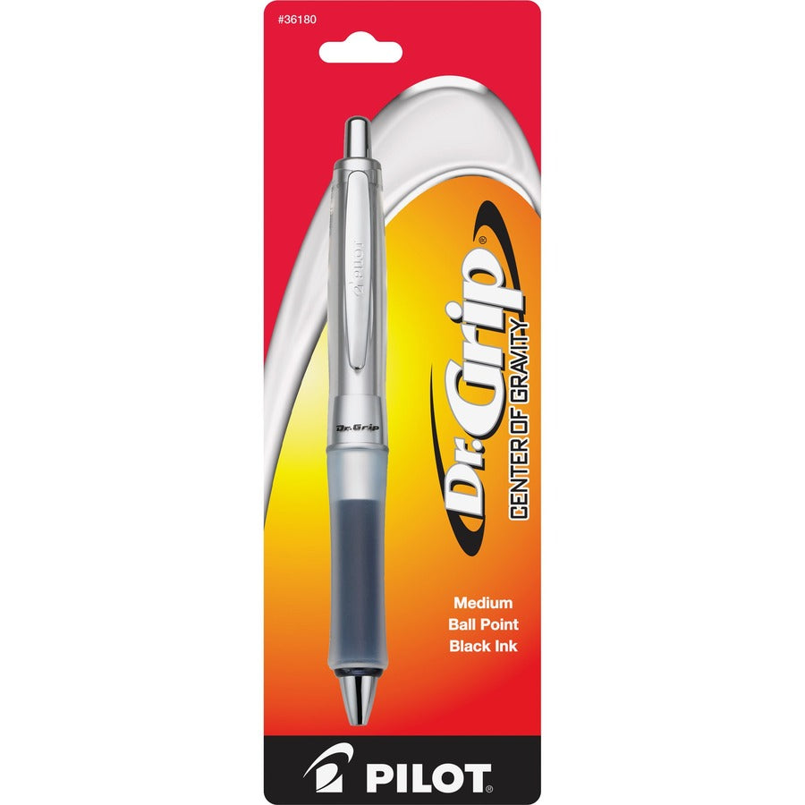 Pilot Dr. Grip Center of Gravity Retractable Ballpoint Pens - Refillable - Retractable - Black Ink - Clear Barrel - 1 Each