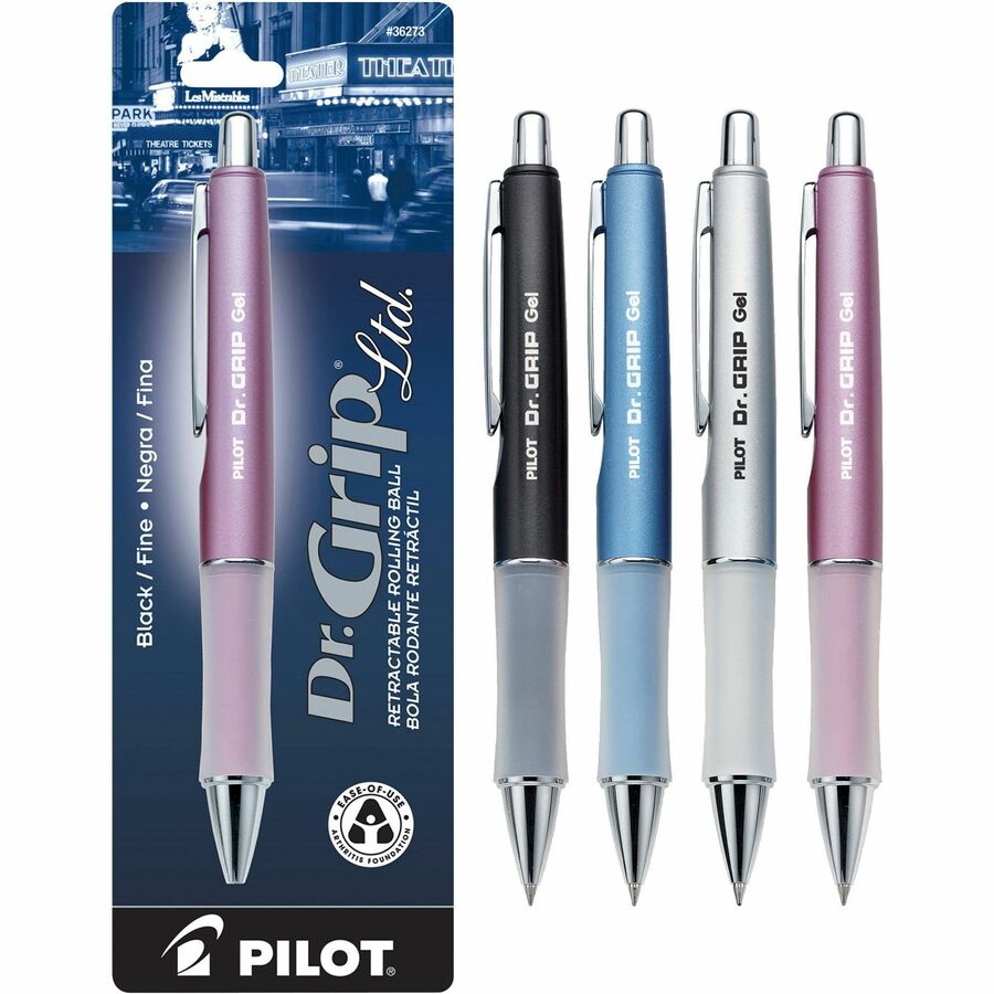 Pilot Dr. Grip Retractable Gel Rollerball Pens - Refillable - Retractable - Black Ink - Gel-based - Assorted Barrel - 1 Each
