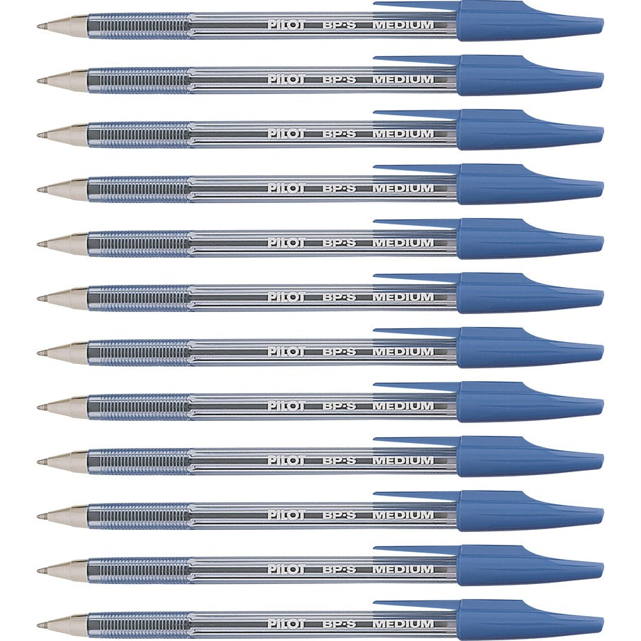 Pilot Better BP-S Ball Stick Pens - Refillable - Blue Ink - Crystal, Clear Barrel - Stainless Steel Tip - 12 / Dozen