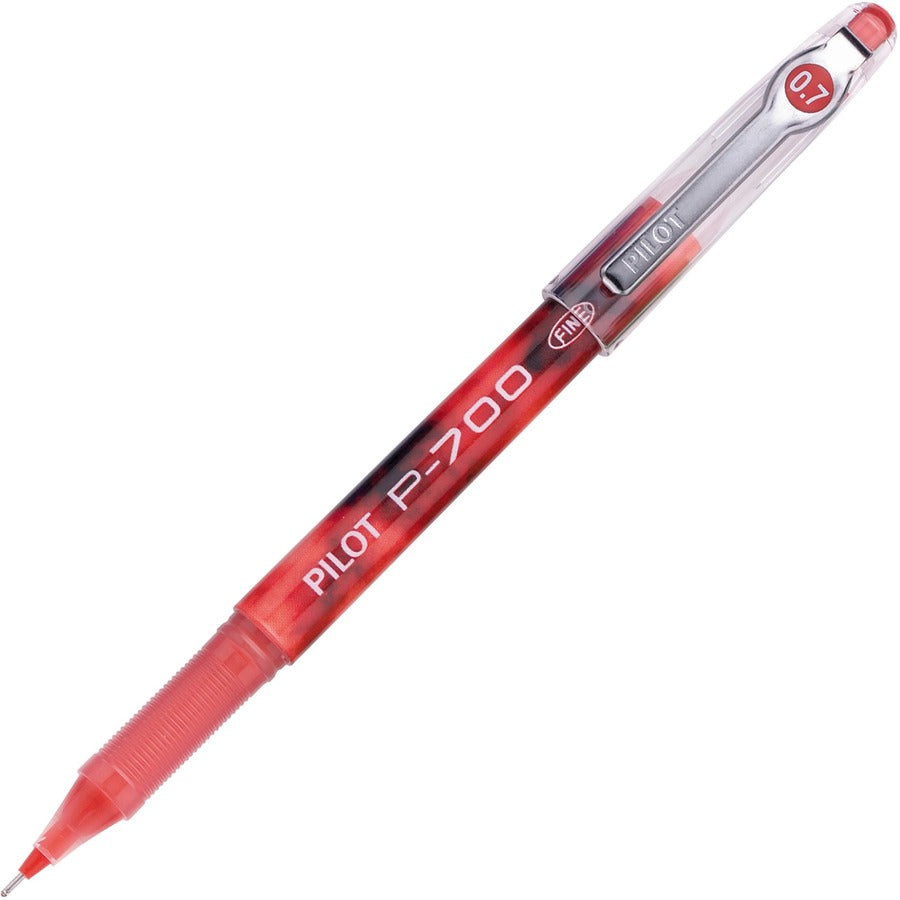 Pilot Precise P-700 Precision Point Fine Capped Gel Rolling Ball Pens - Red Ink - Gel-based - Red Barrel - 12 / Dozen