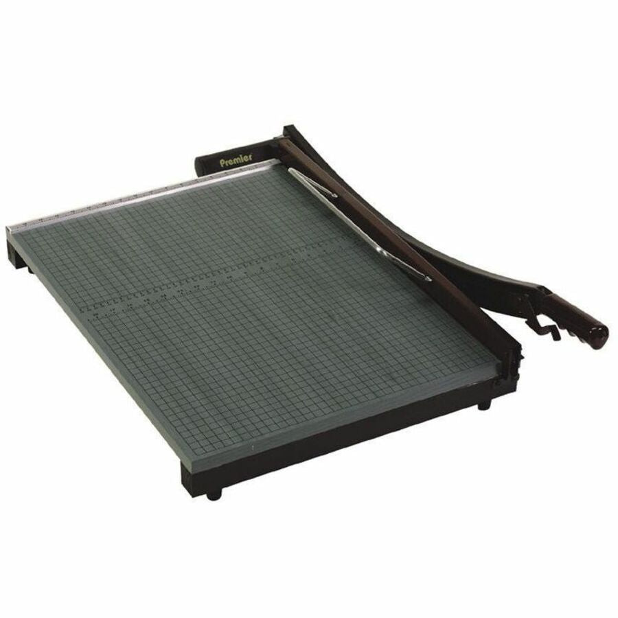 Premier Stakcut Paper Trimmers - 30 Sheet Cutting Capacity - 15" Cutting Length - 0.7" Height x 13" Width x 14.9" Depth - Self-sharpening, Locking Blade, Non-slip Rubber Feet - Wood, Steel - Green - 1 Each
