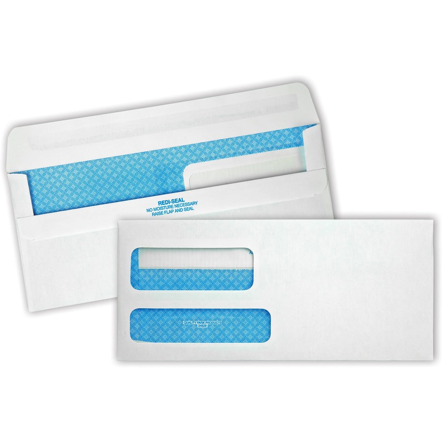 Quality Park No. 9 Double Window Security Tint Envelopes with Redi-Seal&reg, Self-Seal - Double Window - #9 - 3 7/8" Width x 8 7/8" Length - 24 lb - Self-sealing - White - Wove - 500 / Box