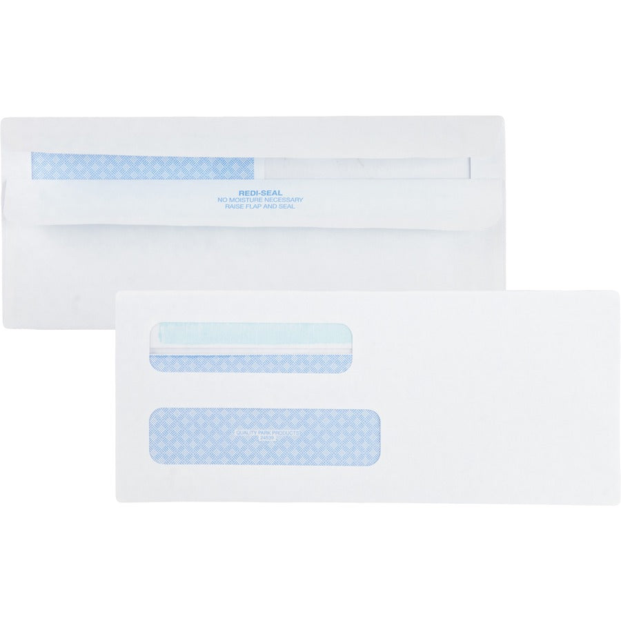 Quality Park No. 8-5/8 Double Window Security Tint Envelopes with Redi-Seal&reg, Self-Seal - Double Window - #8 5/8 - 3 5/8" Width x 8 5/8" Length - 24 lb - Self-sealing - White - Wove - 500 / Box