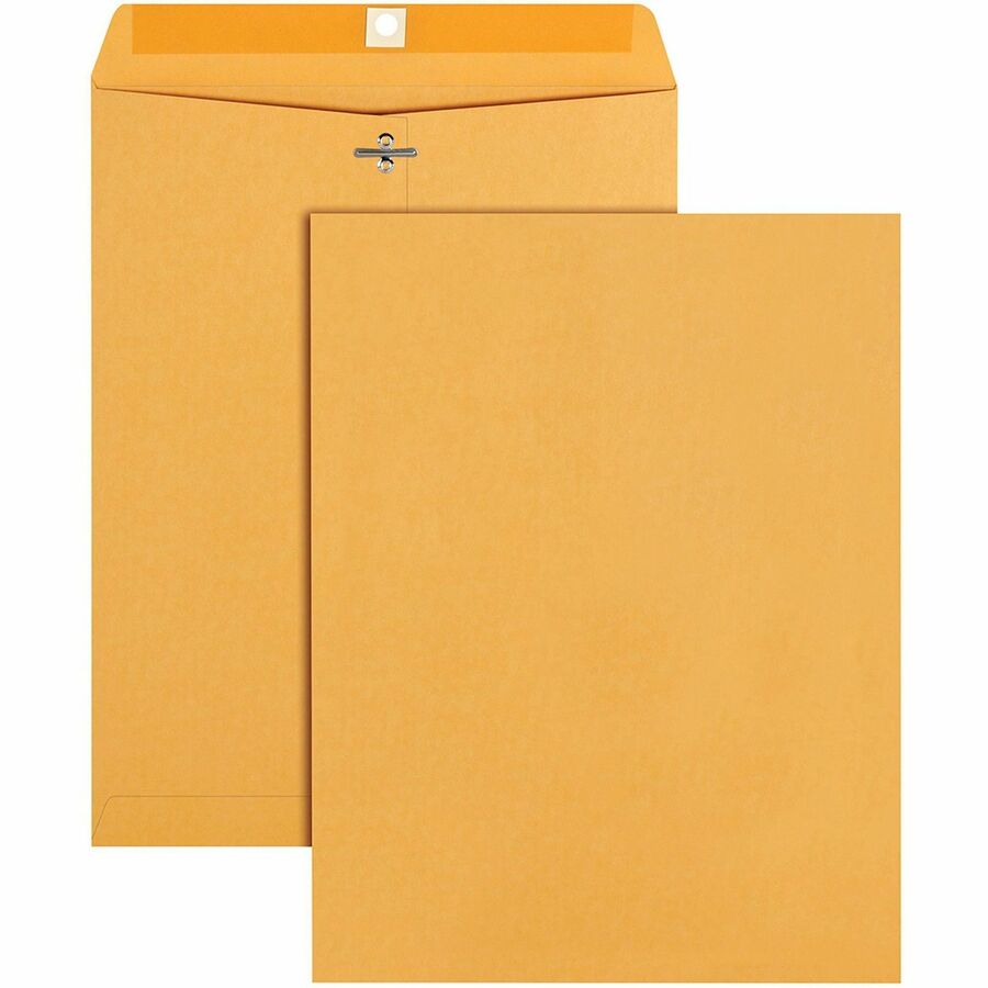 Quality Park 9-1/2 x 12-1/2 Clasp Envelopes with Deeply Gummed Flaps - Clasp - #93 - 9 1/2" Width x 12 1/2" Length - 28 lb - Gummed - Kraft - Kraft - 100 / Box