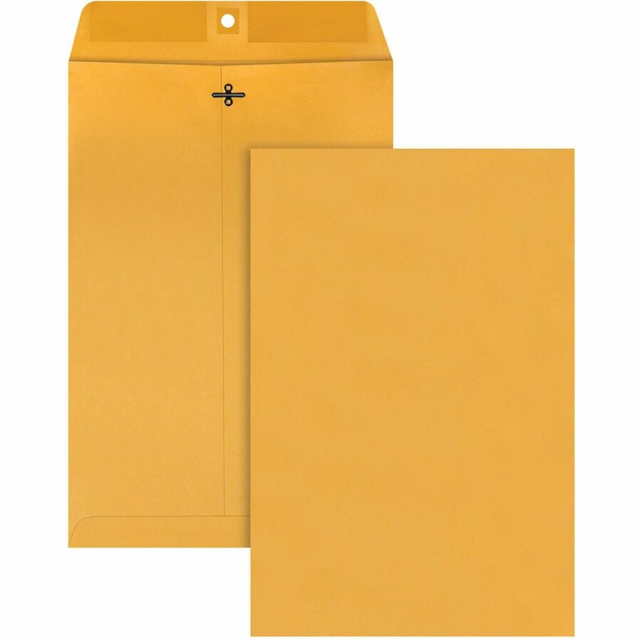 Quality Park 10 x 15 Clasp Envelopes with Deeply Gummed Flaps - Clasp - #98 - 10" Width x 15" Length - 28 lb - Gummed - Kraft - Kraft - 100 / Box