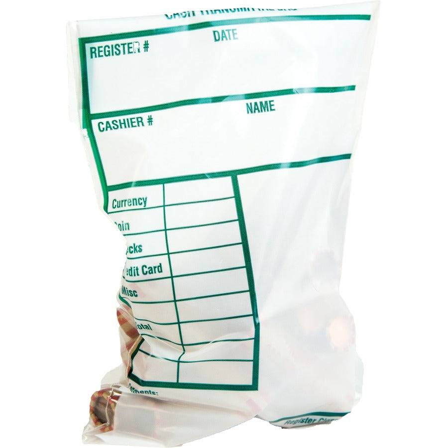 Quality Park Cash Transmittal Bags with Redi-Strip - 9" Length x 6" Width - White - Transporting - 100 / Pack