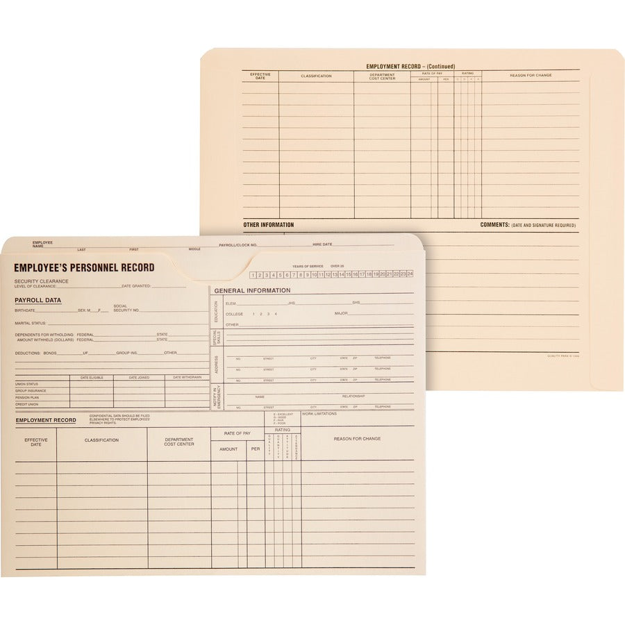Quality Park Record Jacket - 9 1/2" x 11 3/4" - 11 pt. - Manila - 100 / Box
