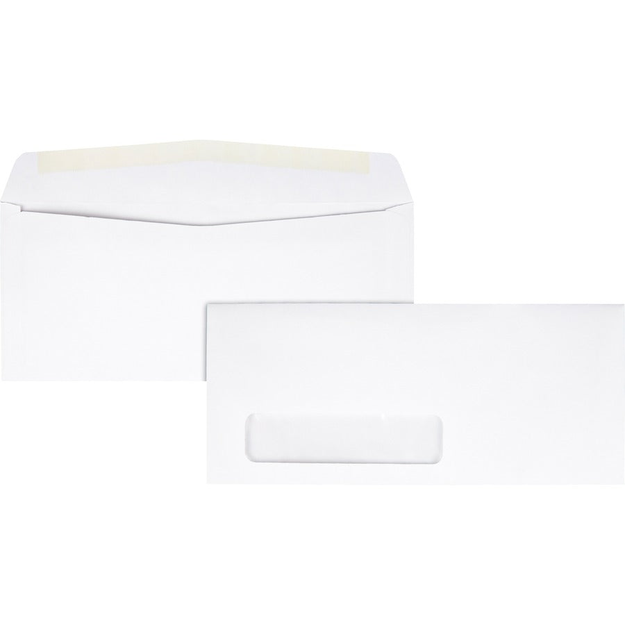 Quality Park No. 10 Single Window Envelopes - Single Window - #10 - 4 1/8" Width x 9 1/2" Length - 24 lb - Adhesive - White - Wove - 500 / Box