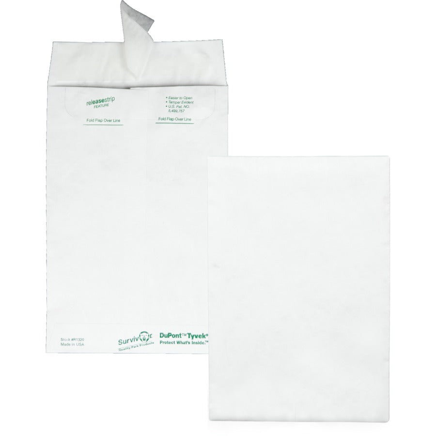 Survivor&reg, 6 x 9 Catalog Mailers with Self-Seal Closure - Catalog - #1 - 6" Width x 9" Length - 14 lb - Peel & Seal - White - Tyvek - 100 / Box
