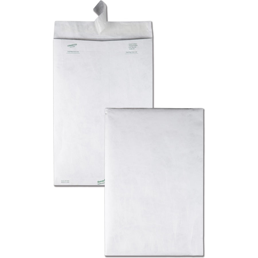 Survivor&reg, 10 x 15 DuPont Tyvek Catalog Mailers - Catalog - 10" Width x 15" Length - 14 lb - Peel & Seal - White - Tyvek - 100 / Box