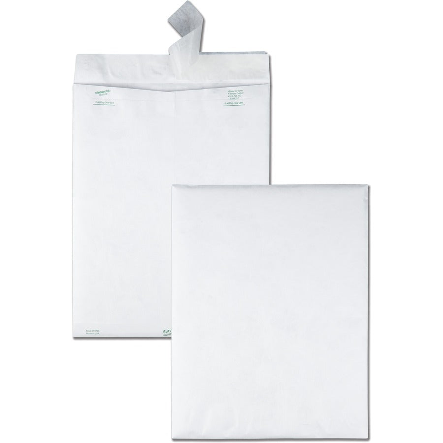 Survivor&reg, 12 x 15-1/2 DuPont Tyvek Catalog Mailers - Catalog - #15 1/2 - 12" Width x 15 1/2" Length - 14 lb - Peel & Seal - White - Tyvek - 100 / Box