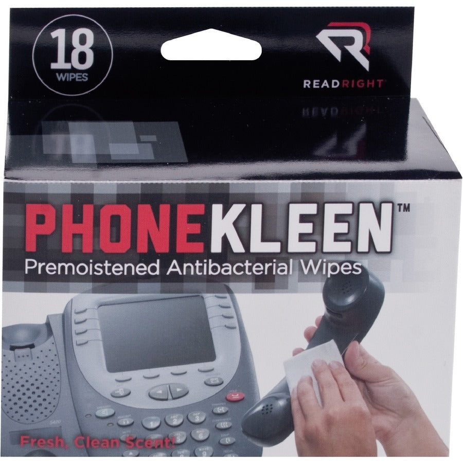 Read Right PhoneKleen Antibacterial Wipes - Pre-moistened - 1 Box