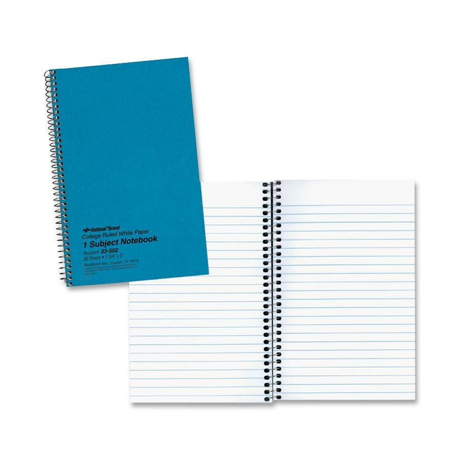 Rediform Kolor-Kraft 1-Subject Notebooks - 80 Sheets - Coilock - 16 lb Basis Weight - 6" x 9 1/2" Sheet Size - White Paper - Blue Cover - 1 Each