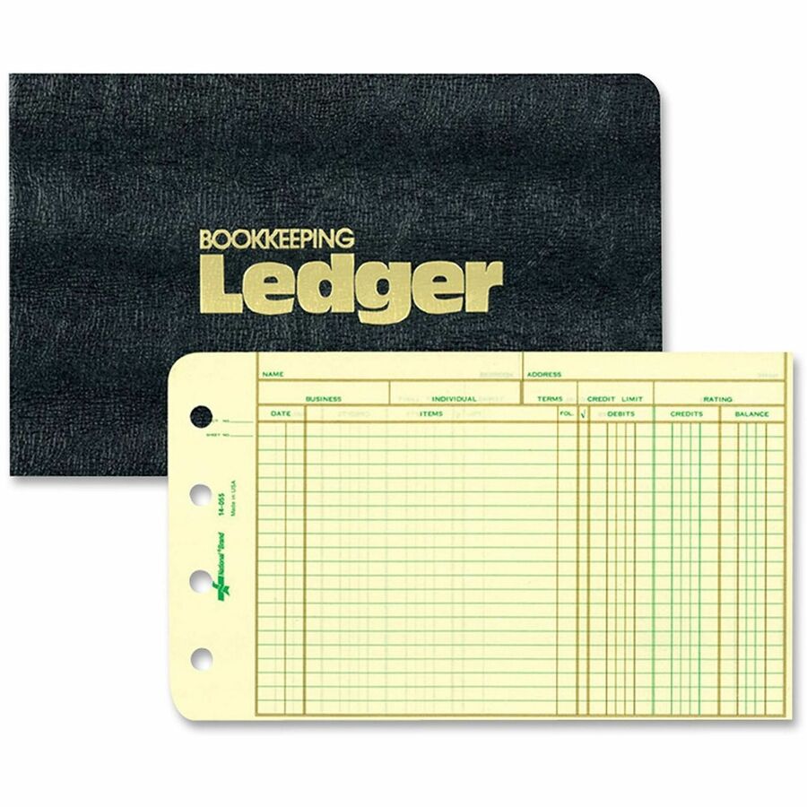 Rediform 4-Ring Ledger Outfit - 5" x 8 1/2" Sheet Size - 100 Sheet Capacity - 4 Ring - Fastener: Round Ring - Black - 1.40 lb - Tab, Refillable - 1 Each