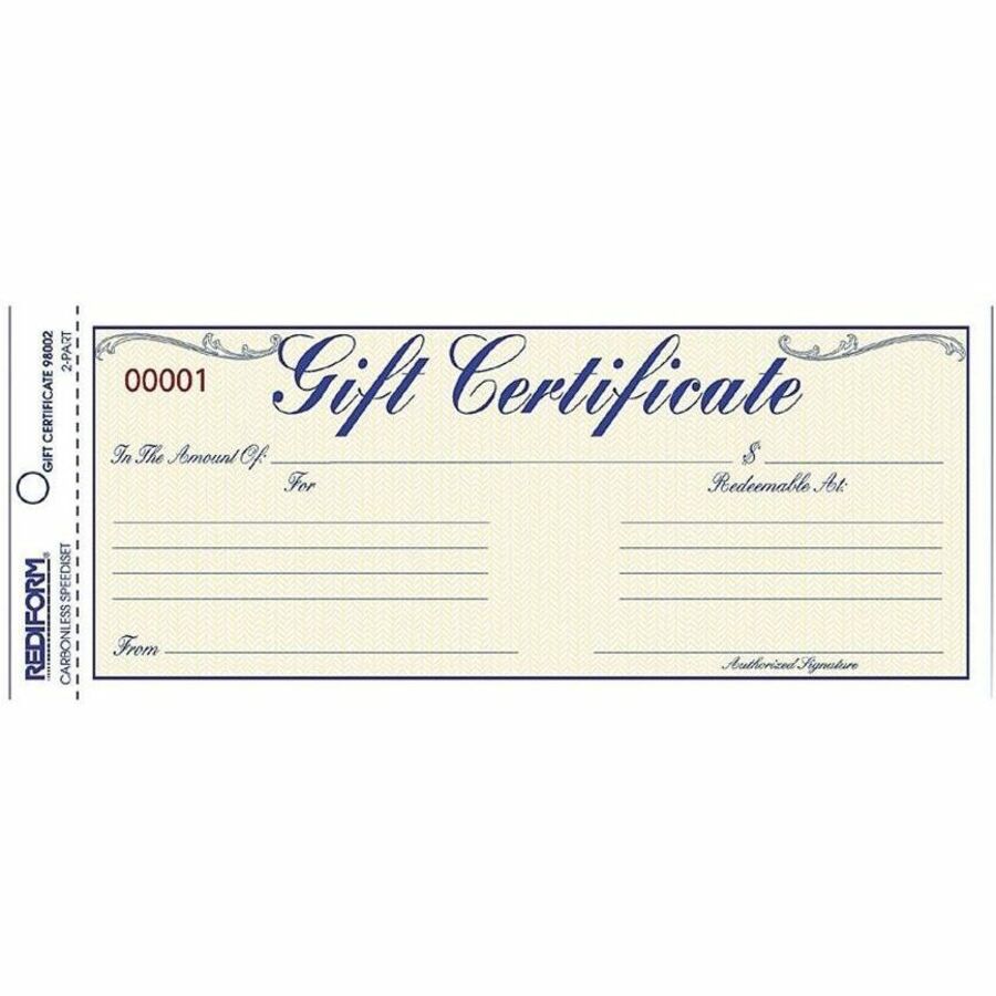 Rediform Gift Certificates with Envelopes - 8.5" Width x 3.7" Length - Blue - 25 / Pack