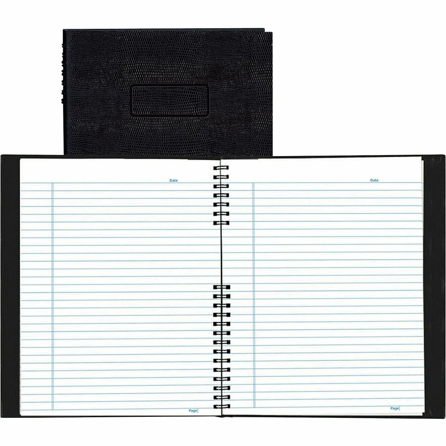 Rediform NotePro Twin - wire Composition Notebook - Letter - 200 Sheets - Twin Wirebound - Letter - 8 1/2" x 11" Sheet Size - 8.50" Height x 11.6" Width x 18.9" Length - White Paper - Black Lizard Cover - Micro Perforated, Self-adhesive, Pocket, Index...