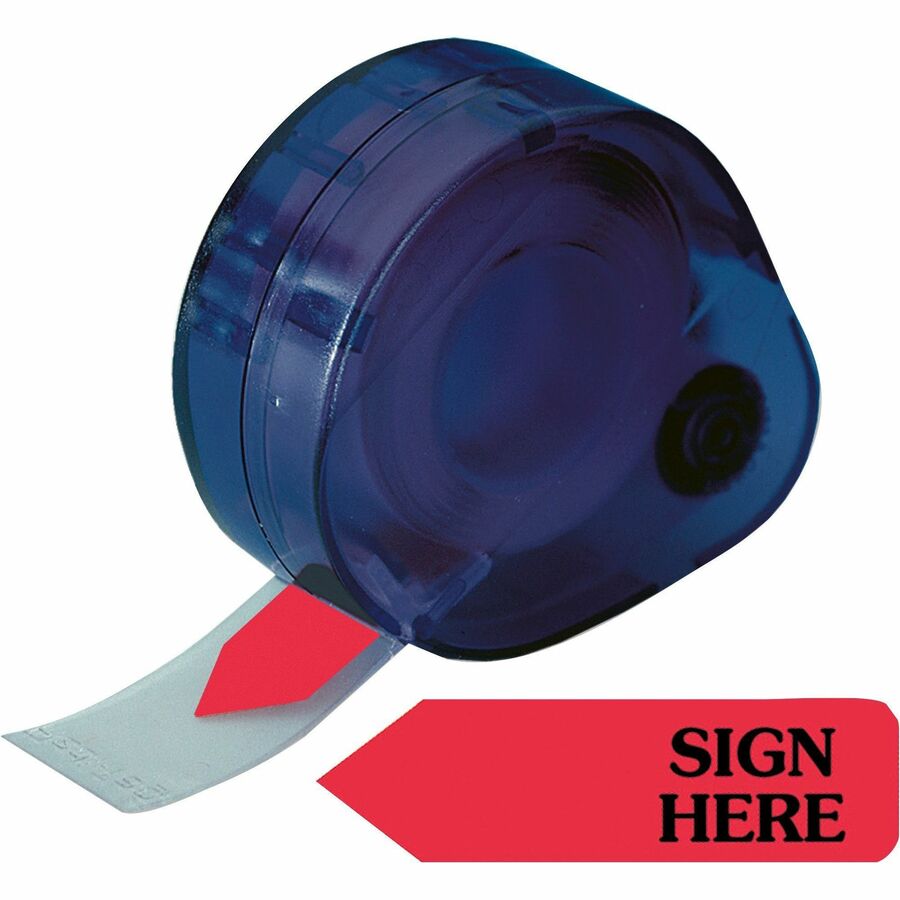 Redi-Tag Sign Here Removable Flags In Dispenser - 1 7/8" Flag/Note Width x 9/16" Flag/Note Length - Arrow - SIGN HERE - Red - Removable, Self-adhesive - Dispenser Included - 120 / Pack