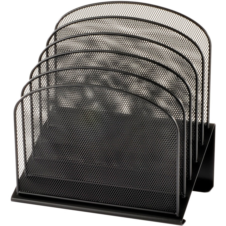 Safco Onyx Wire Mesh Desktop Organizer - 5 Compartment(s) - Compartment Size : 1" - 12" Height x 11.25" Width x 7.25" Depth - Desktop - Powder Coated - Black - Steel - 1 Each