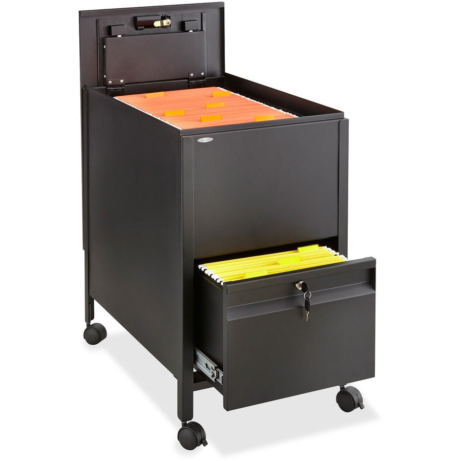 Safco Rollaway Mobile File Cart - 300 lb Load Capacity - 4 Casters - 2" Caster Size - Steel - 17" Width x 26" Depth x 28" Height - Black - 1 Each