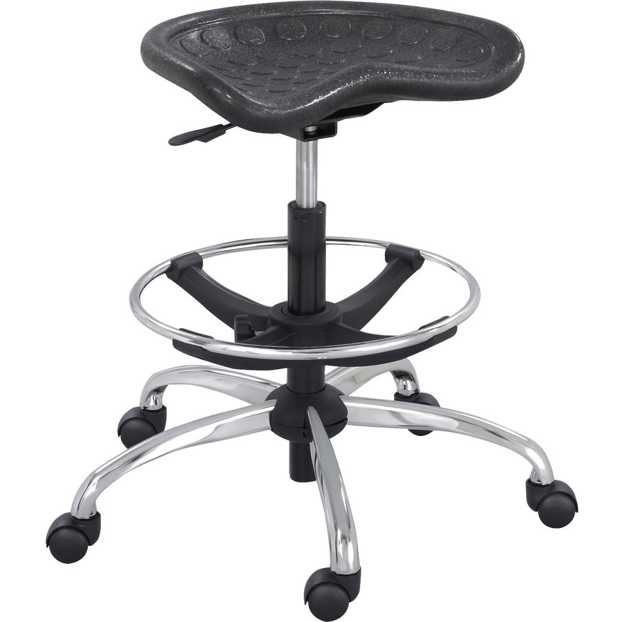 Safco Sitstar Height Adjustable Stool - Polyurethane Seat Material - Metal Frame Material - 5-star Base - Black - 1 Each